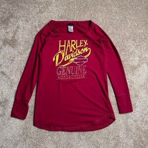 RED HARLEY DAVIDSON "SANDY'S" FLAME RAGLAN LONG SLEEVE
